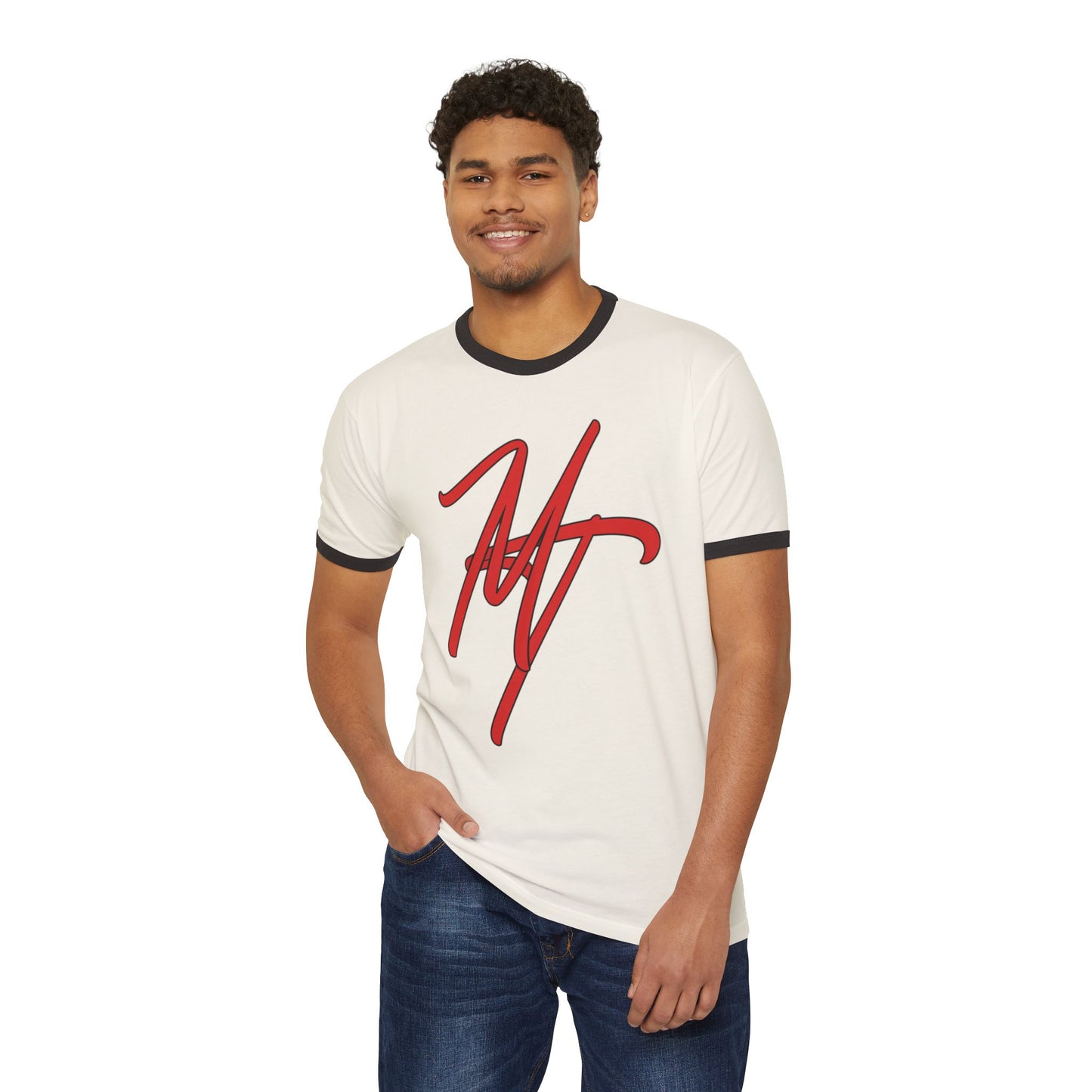 Trendy Unisex Cotton Ringer T-Shirt with Stylish Signature Design