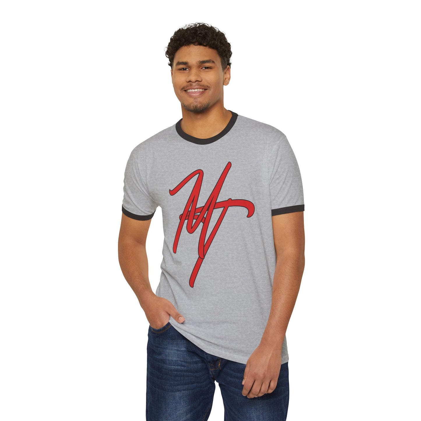 Trendy Unisex Cotton Ringer T-Shirt with Stylish Signature Design