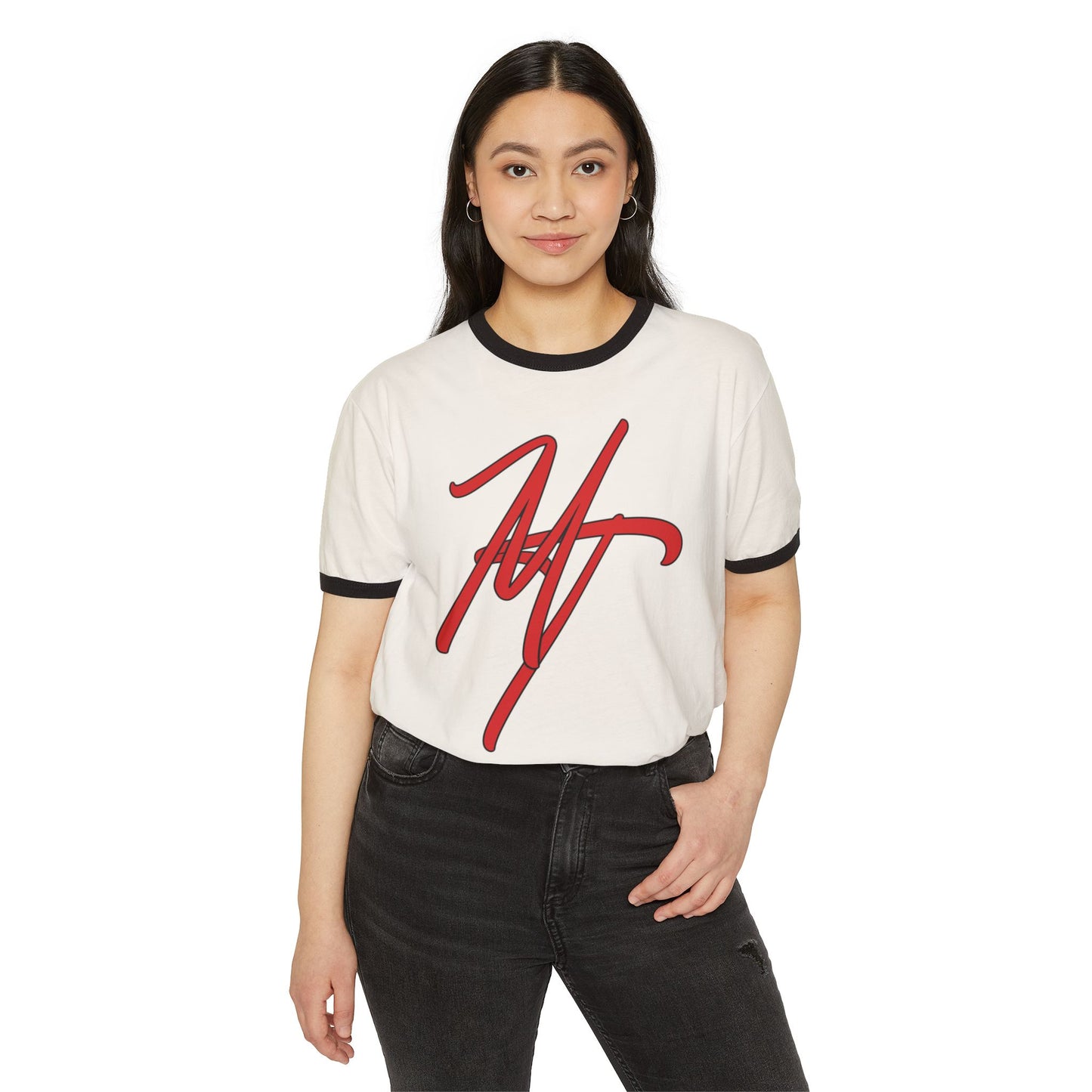 Trendy Unisex Cotton Ringer T-Shirt with Stylish Signature Design