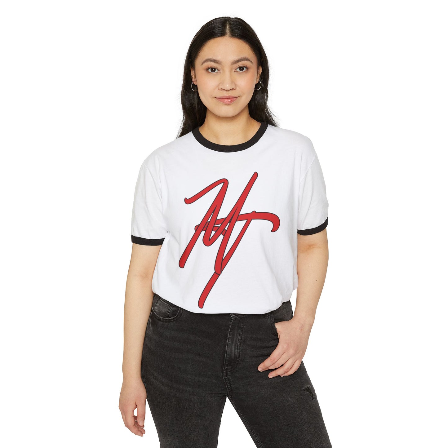 Trendy Unisex Cotton Ringer T-Shirt with Stylish Signature Design