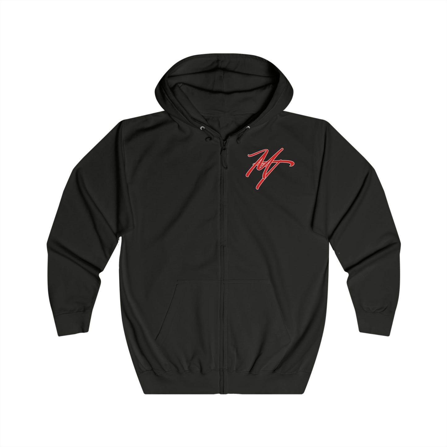Stylish Unisex Full Zip Hoodie with Abstract Red Design - Comfortable & Versatile