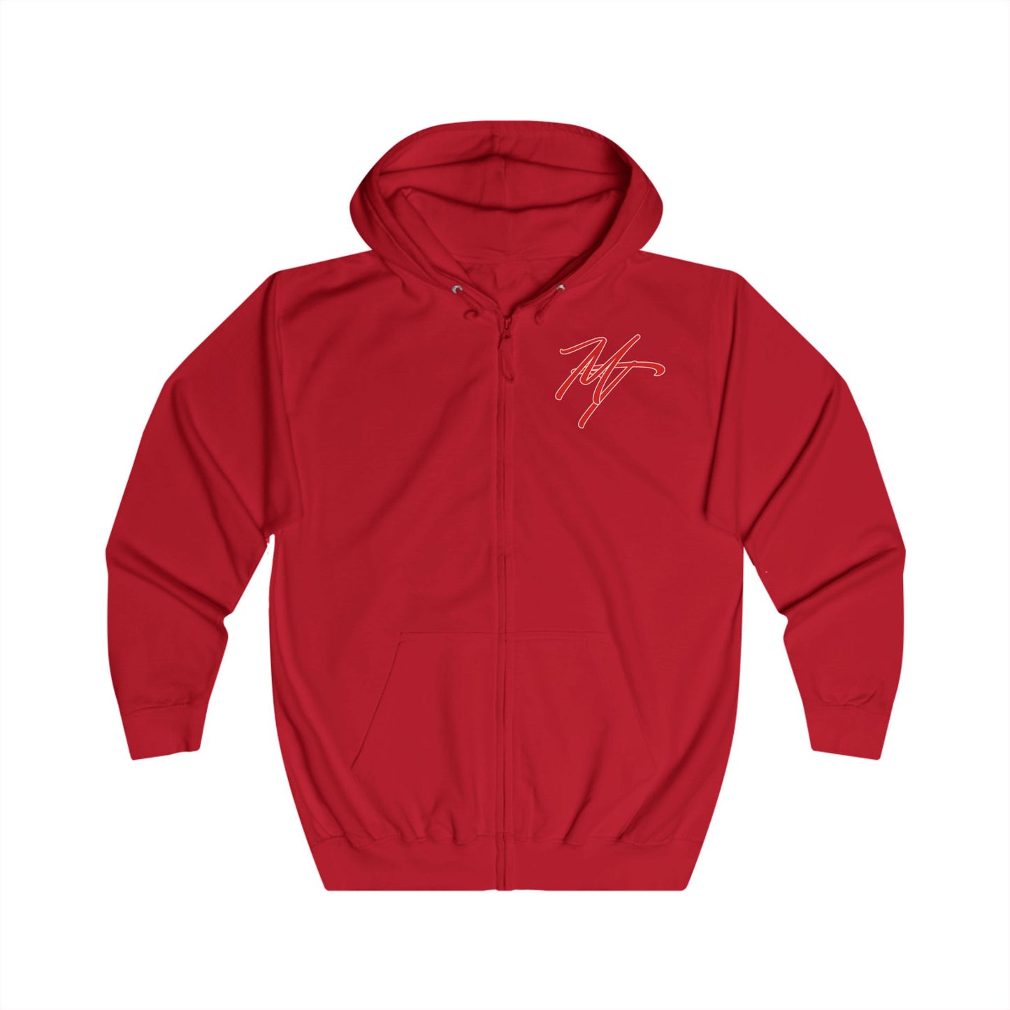 Stylish Unisex Full Zip Hoodie with Abstract Red Design - Comfortable & Versatile
