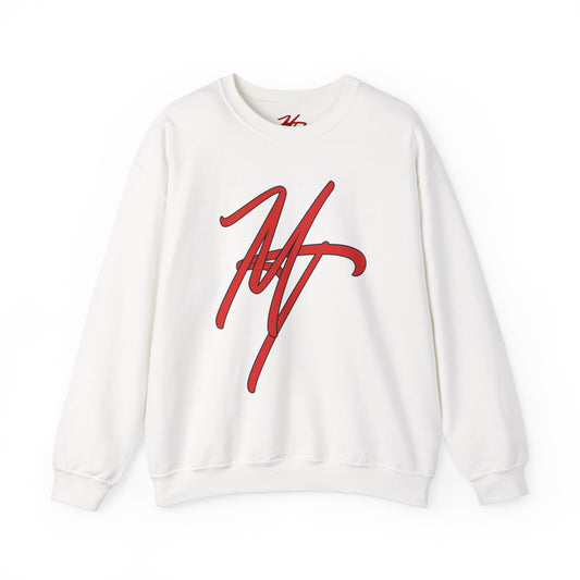 Stylish Unisex Heavy Blend Crewneck Sweatshirt with Bold Red Design