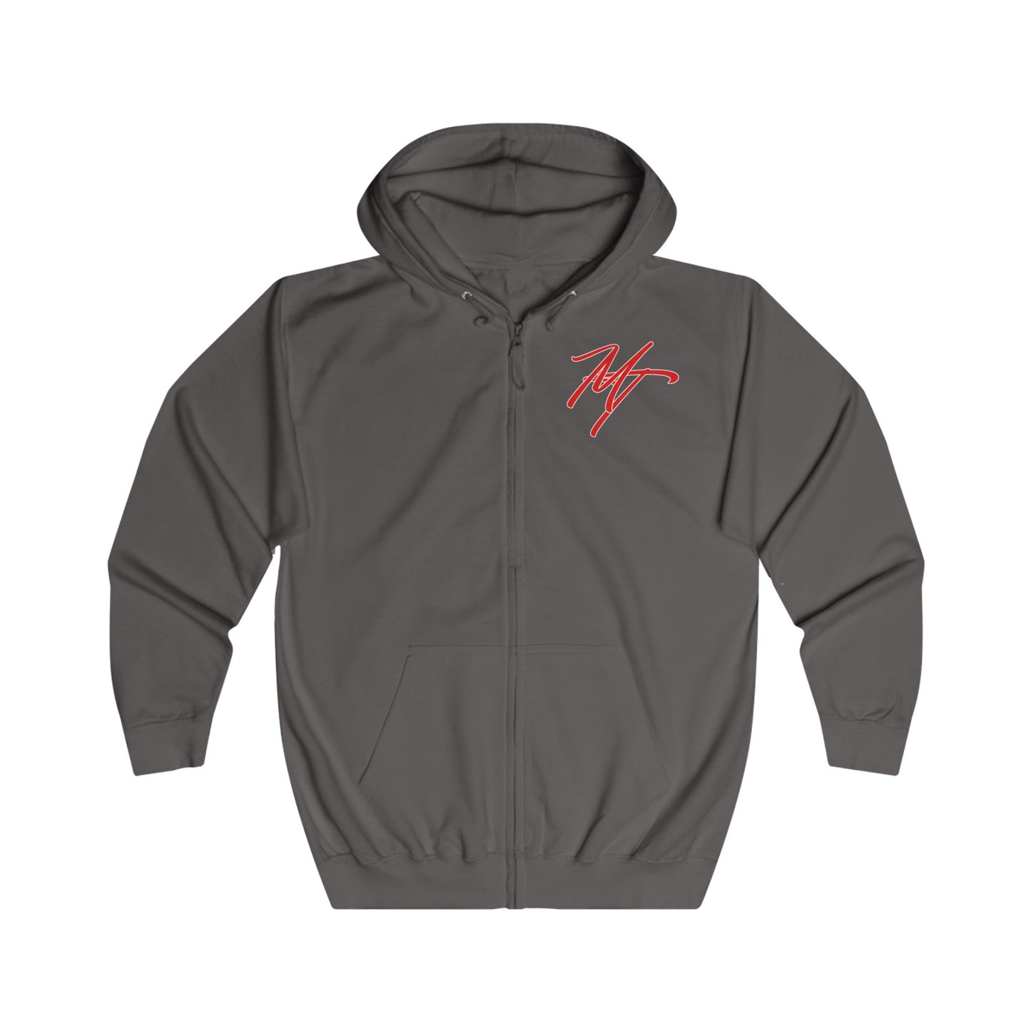 Stylish Unisex Full Zip Hoodie with Abstract Red Design - Comfortable & Versatile