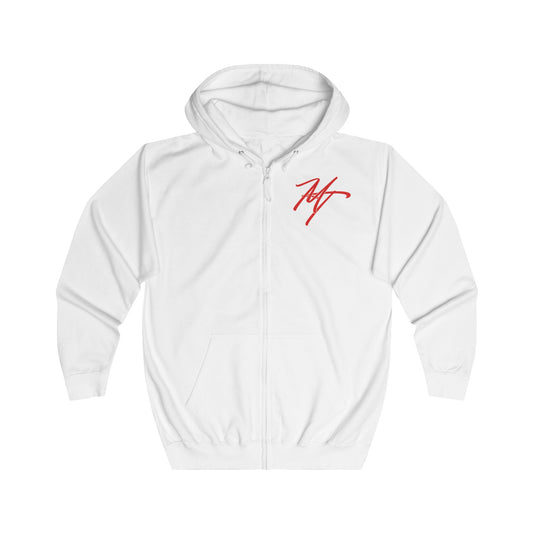 Stylish Unisex Full Zip Hoodie with Abstract Red Design - Comfortable & Versatile