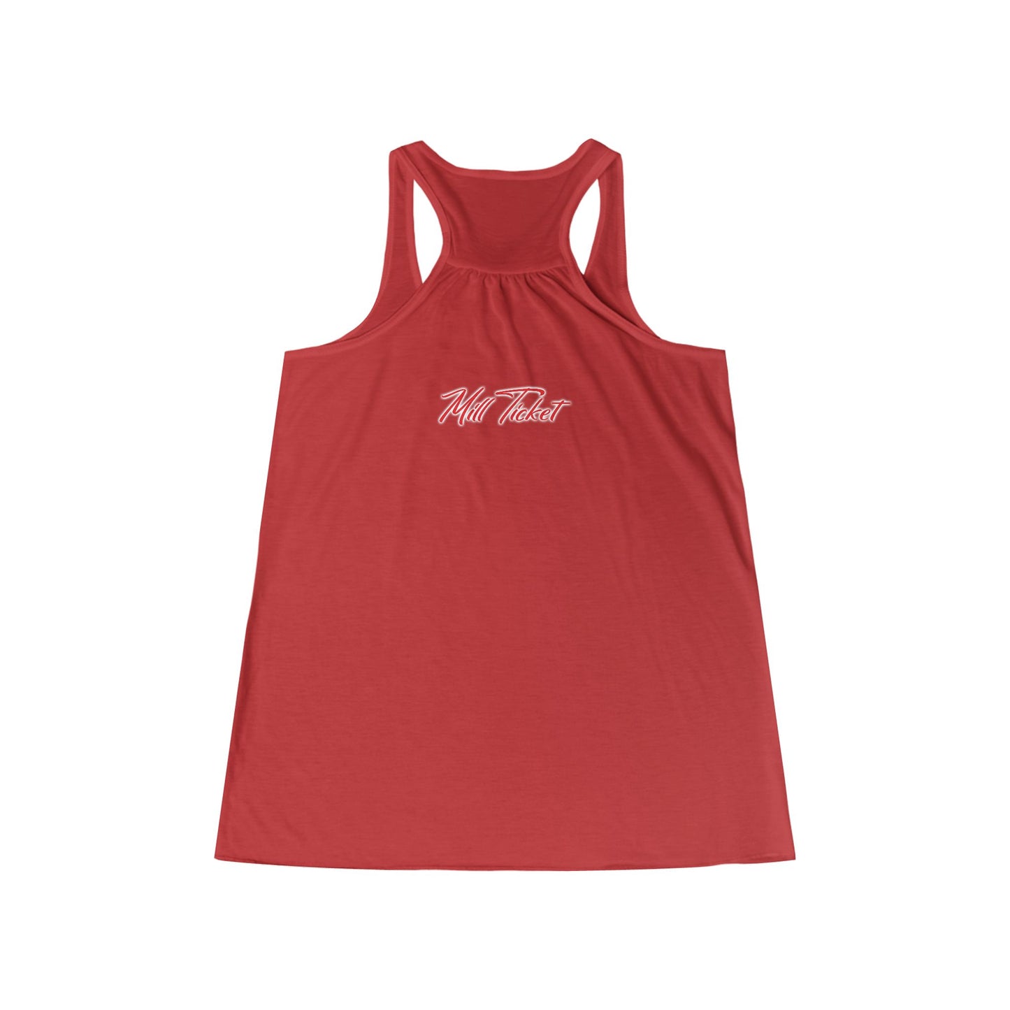 Stylish Women's Flowy Racerback Tank - "Mill Ticket" Design