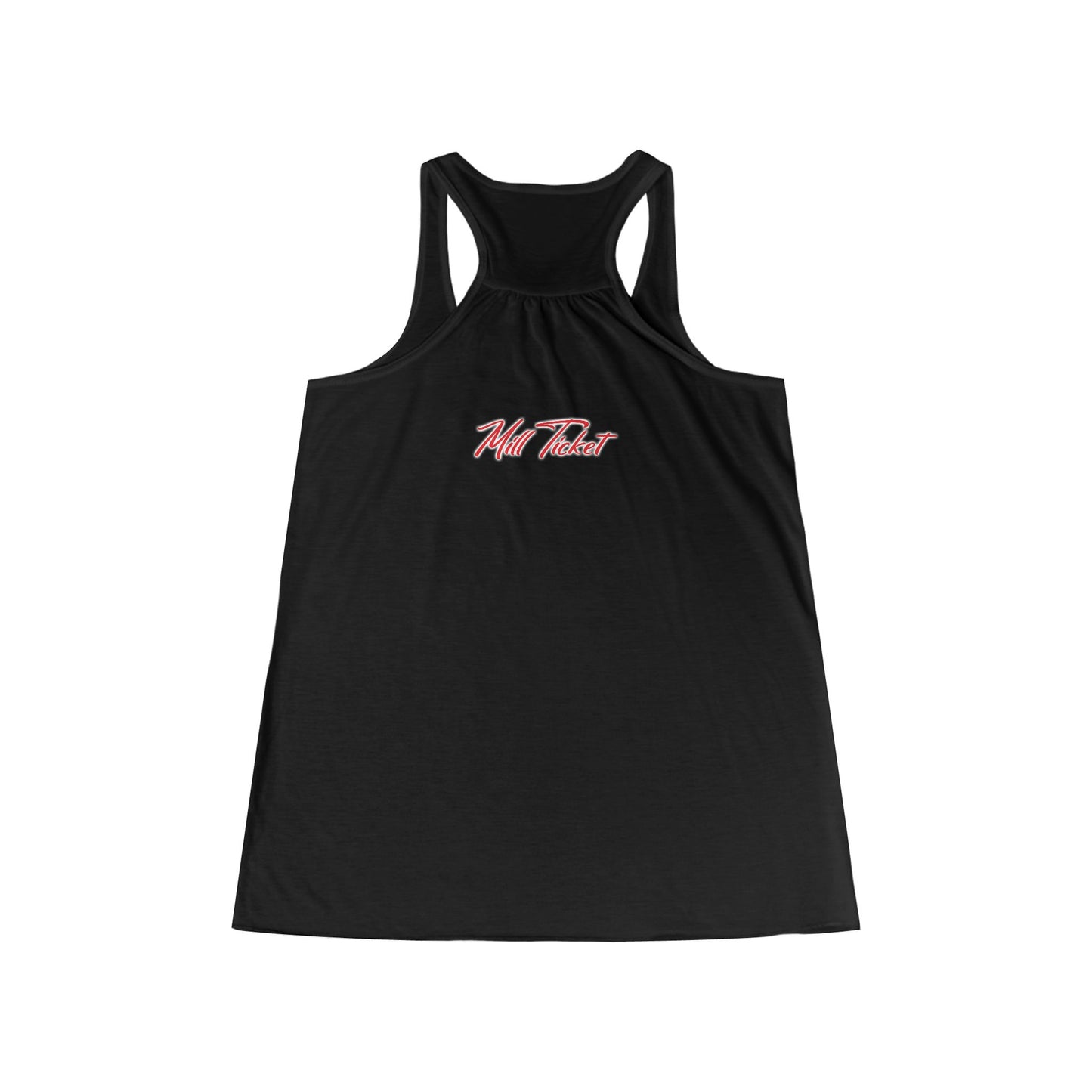 Stylish Women's Flowy Racerback Tank - "Mill Ticket" Design