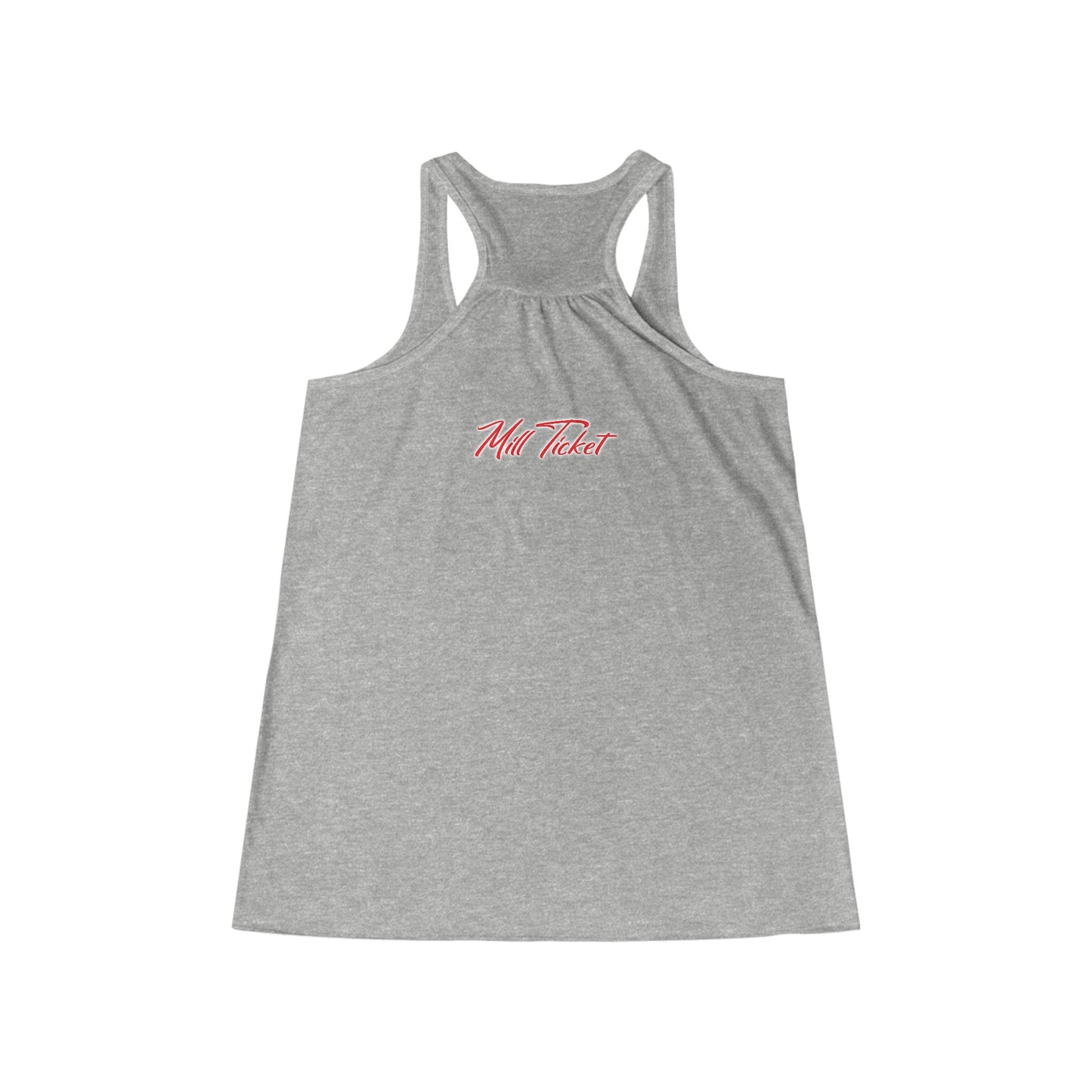 Stylish Women's Flowy Racerback Tank - "Mill Ticket" Design